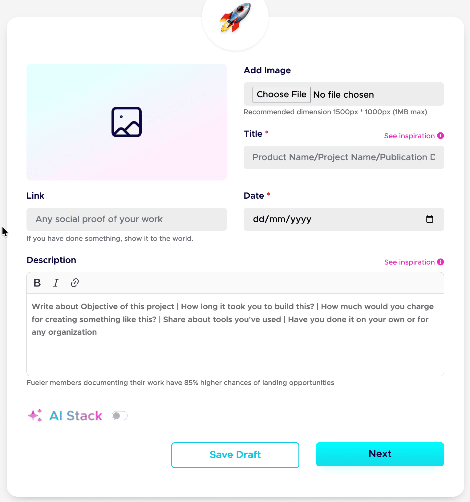 Publish your projects with all the details